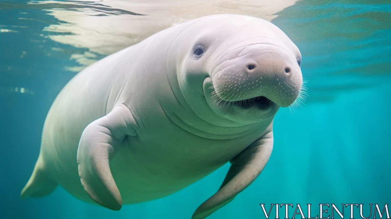Graceful Manatee Swimming in Clear Water AI Image