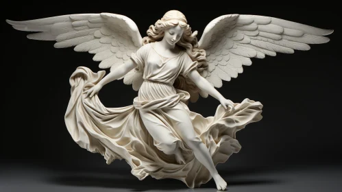 Graceful White Marble Angel Statue