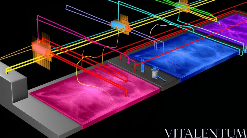 AI ART Microfluidic Chip with Integrated Electrodes - 3D Illustration
