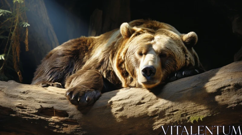Transcendental Dreaming: A Brown Bear at Rest AI Image