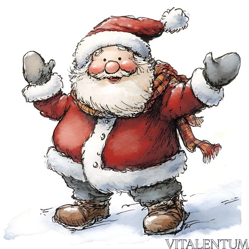 Festive Santa Claus Drawing AI Image