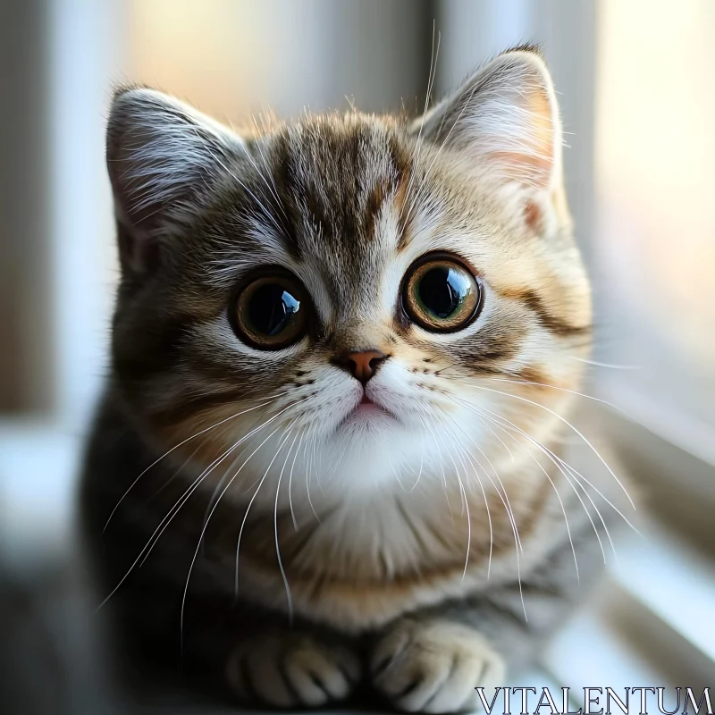 Cute Kitten Near Window AI Image