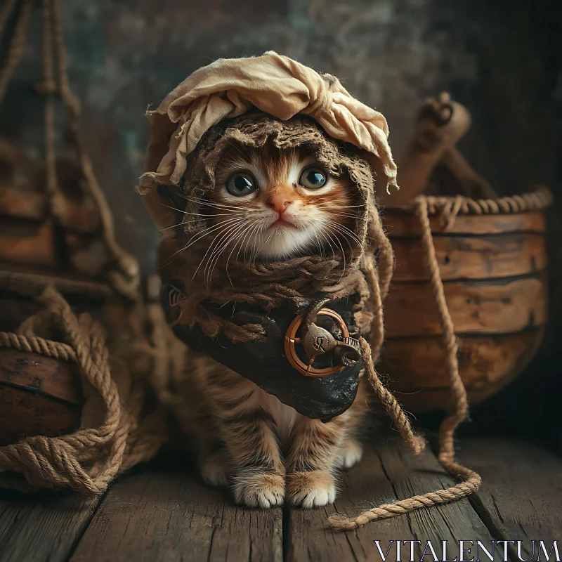 AI ART Cute Kitten in Vintage Attire