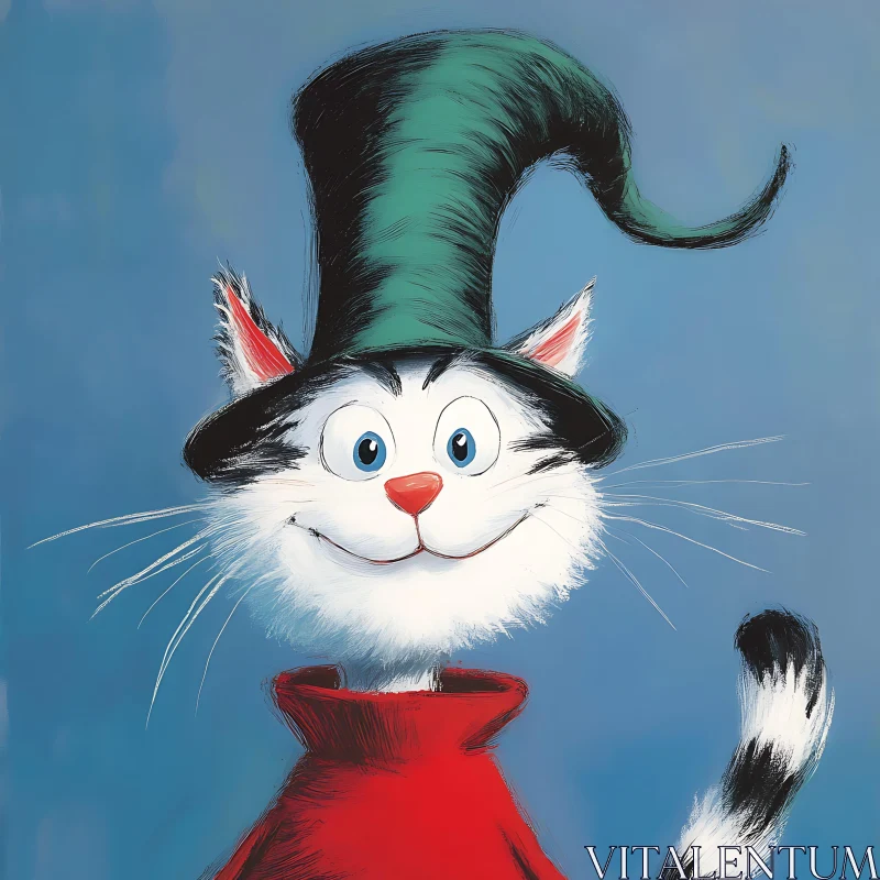 AI ART Whimsical Cat Character with Floppy Hat