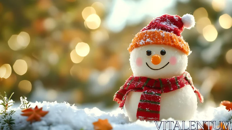 AI ART Festive Snowman with Hat and Scarf