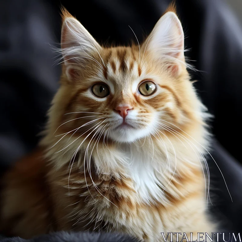 Close-Up of a Fluffy Ginger Cat AI Image