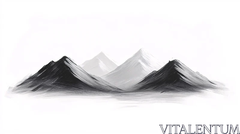 AI ART Abstract Monochrome Mountains