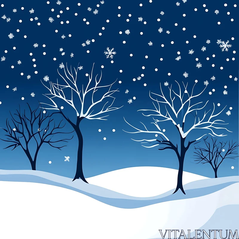 Winterscape with Snow and Trees AI Image