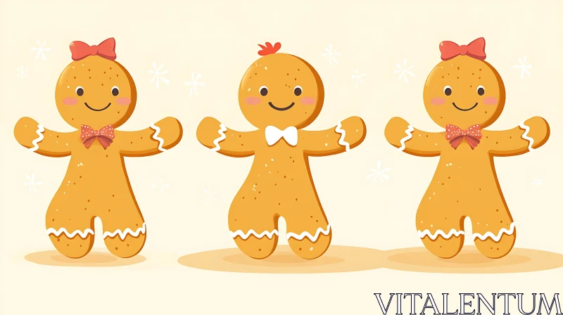 AI ART Smiling Gingerbread Characters with Bows