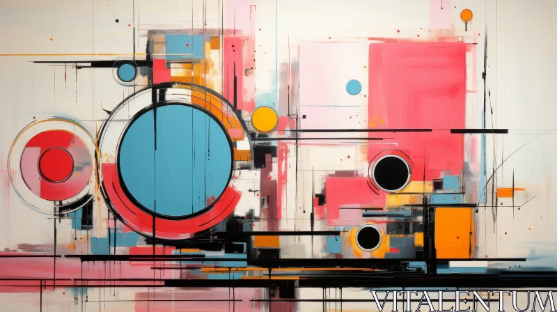AI ART Colorful Abstract Composition with Geometric Shapes