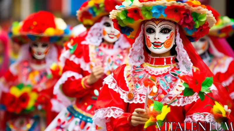 Colorful Mexican Costume Dance: A Fusion of Cultures AI Image
