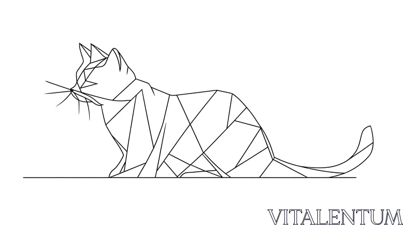 Modern Minimal Cat Illustration | Polygonal Cat Art AI Image