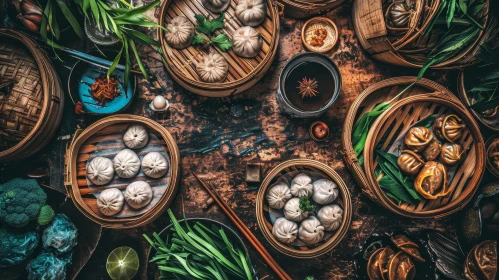 Delicious Asian Food Photography on a Dark Wooden Table