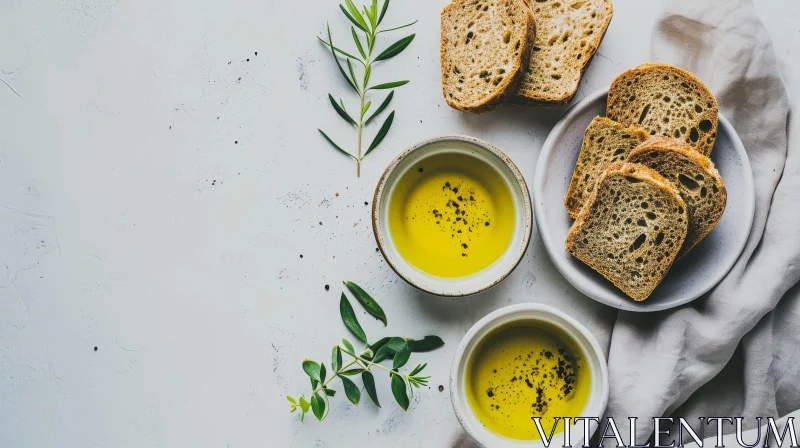 Delicious Olive Oil and Bread Still Life | Food Photography AI Image