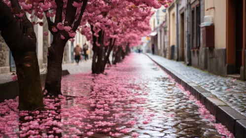 Enchanting Pink Blossom Walkway with Water Cascades | Nikon D850