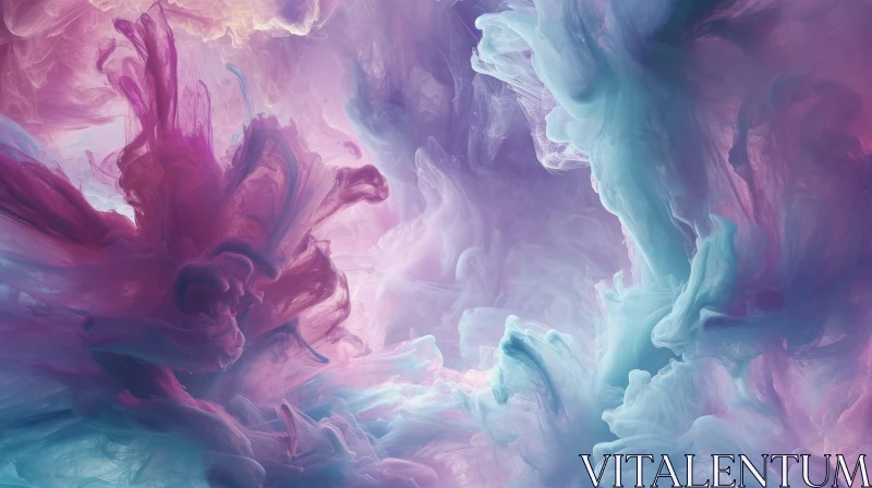 Ethereal Abstract Painting with Blue, Purple, and Pink Swirls AI Image