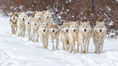 Majestic White Wolves in Snowy Wilderness