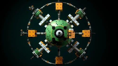 Spherical Space Station 3D Rendering in Outer Space