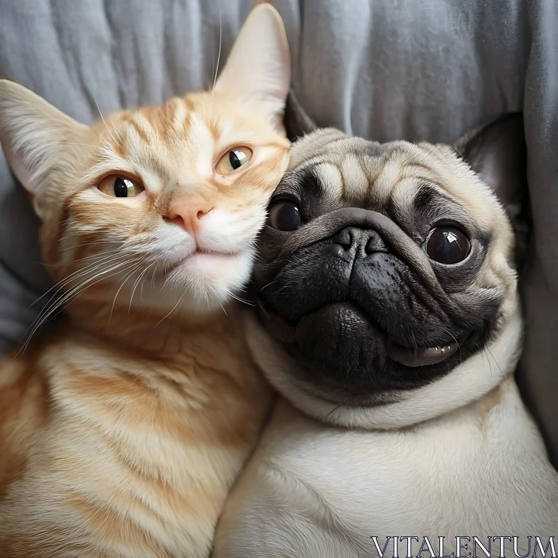 Heartwarming Cat and Dog Friendship AI Image