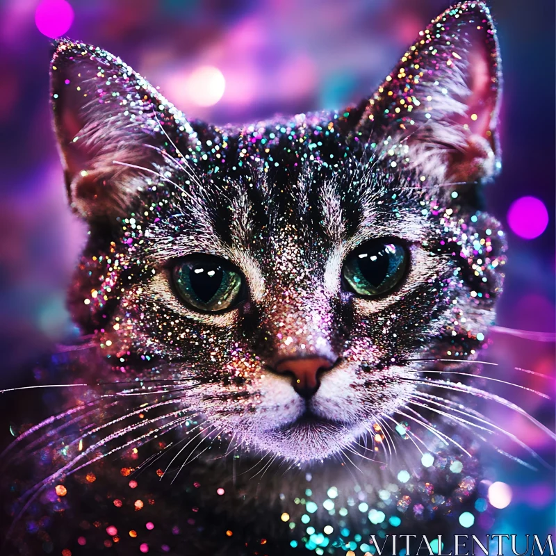 Sparkling Cat with Glitter Effects AI Image