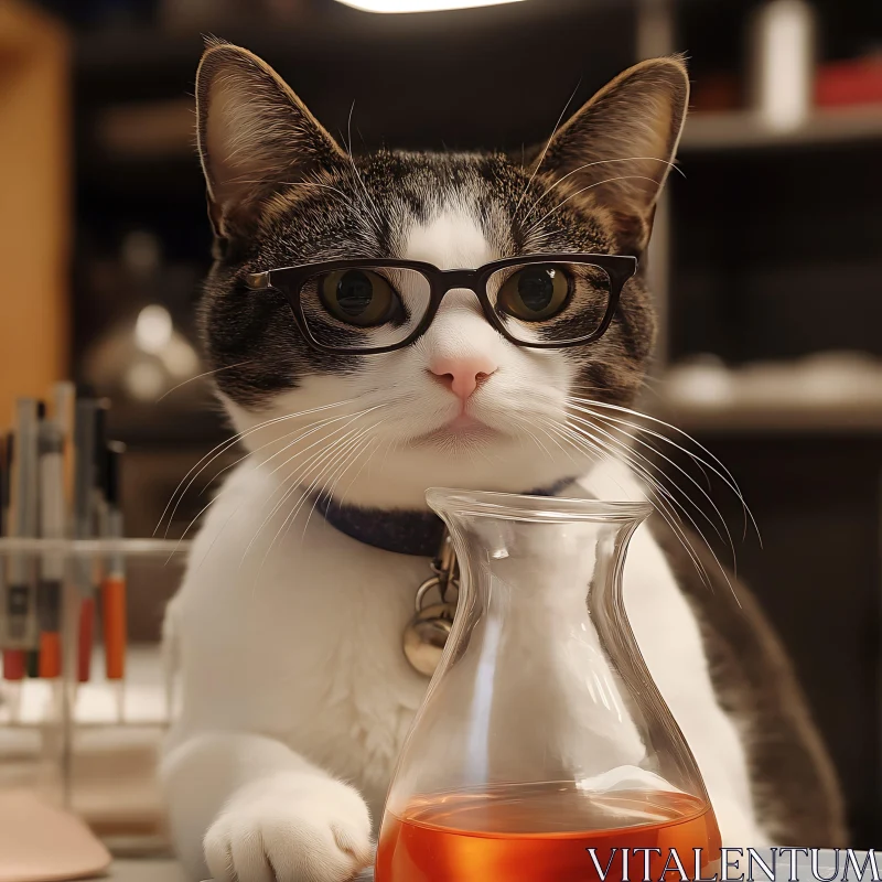 Cute Feline Researcher in Lab AI Image