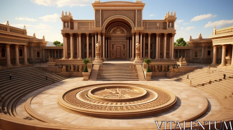 AI ART Ancient Stone Amphitheater with Statues