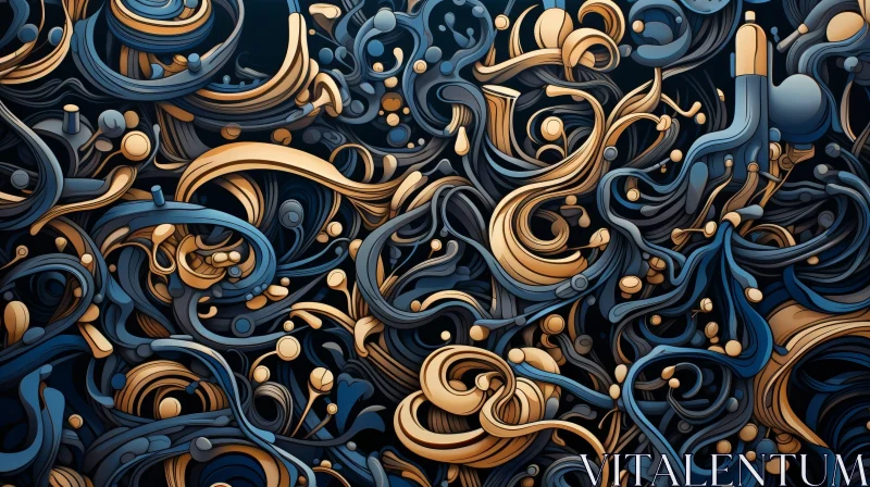Colorful Abstract Painting with Swirling Shapes AI Image