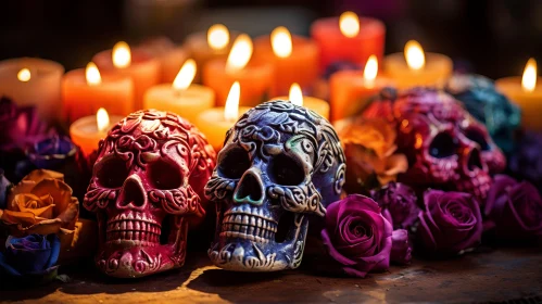 Colorful Skulls and Candles: A Mystic Symbolism