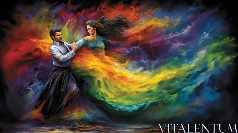 AI ART Elegant Dance Painting: Man and Woman in Motion