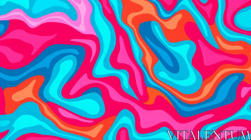 Vivid Abstract Painting with Wavy Pattern AI Image
