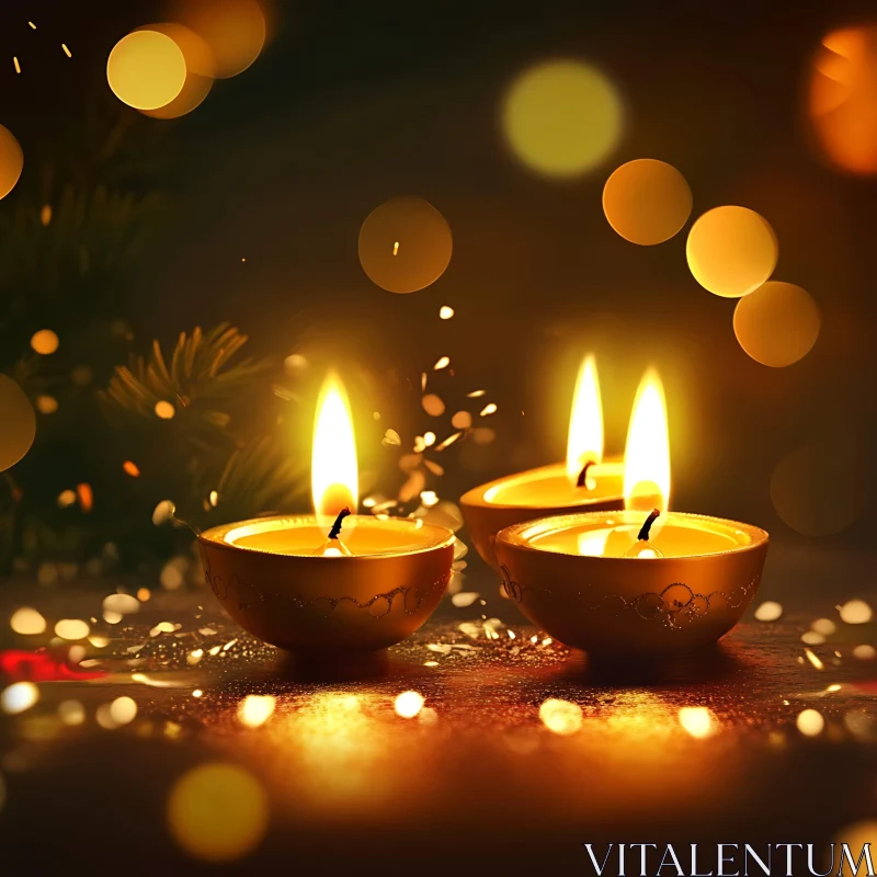 Festive Ambiance with Decorative Candles AI Image