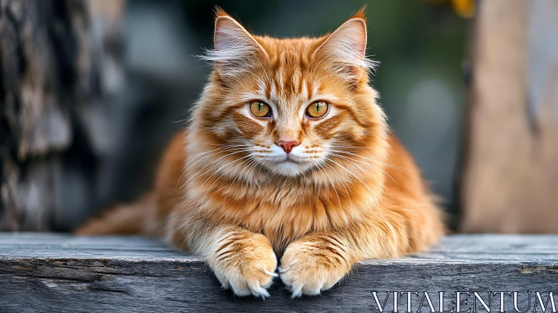 Serene Orange Feline with Striking Eyes AI Image