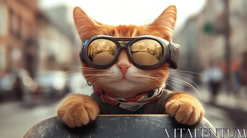 Cool Cat with Reflective Sunglasses AI Image