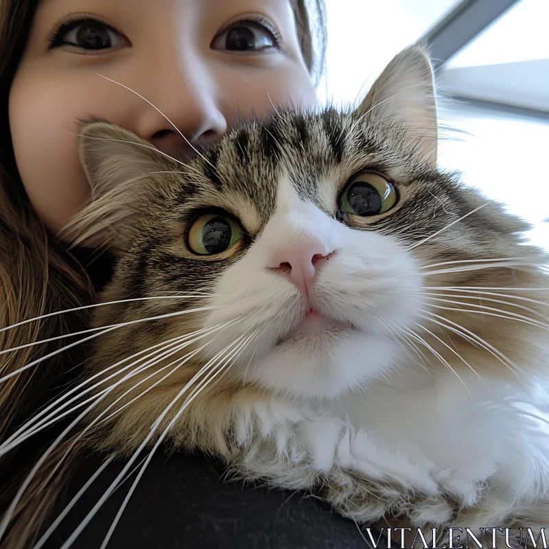 Intimate Cat and Owner Close-Up AI Image