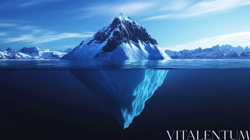 AI ART Majestic Iceberg with Underwater View