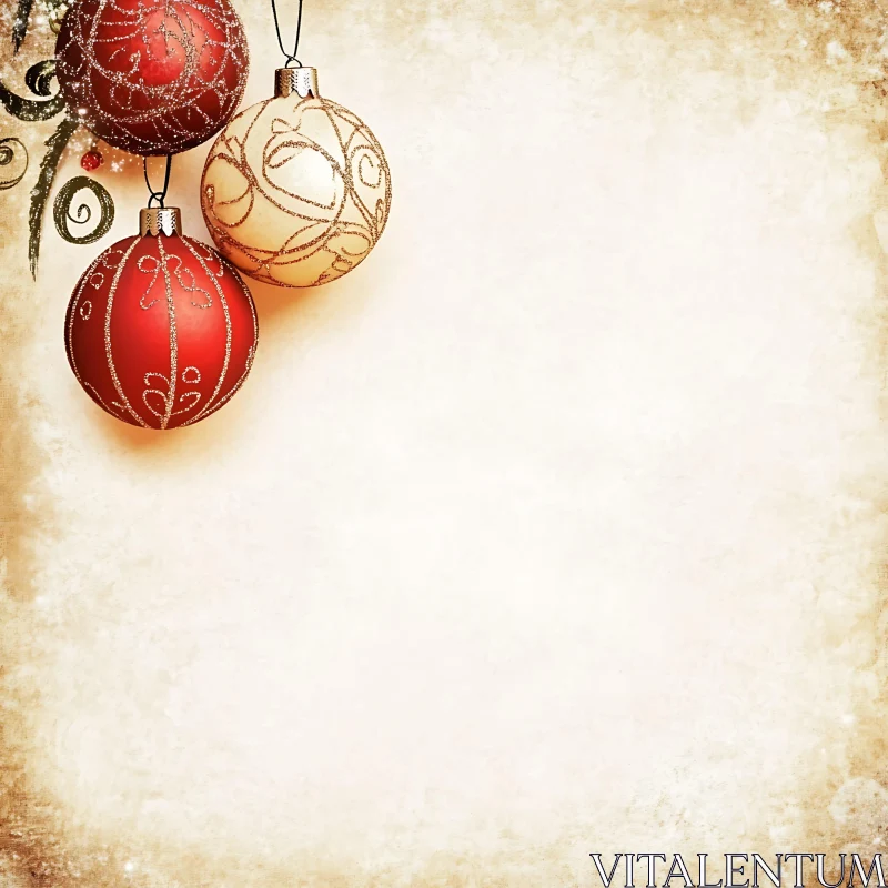 Festive Holiday Ornaments with Golden Patterns AI Image