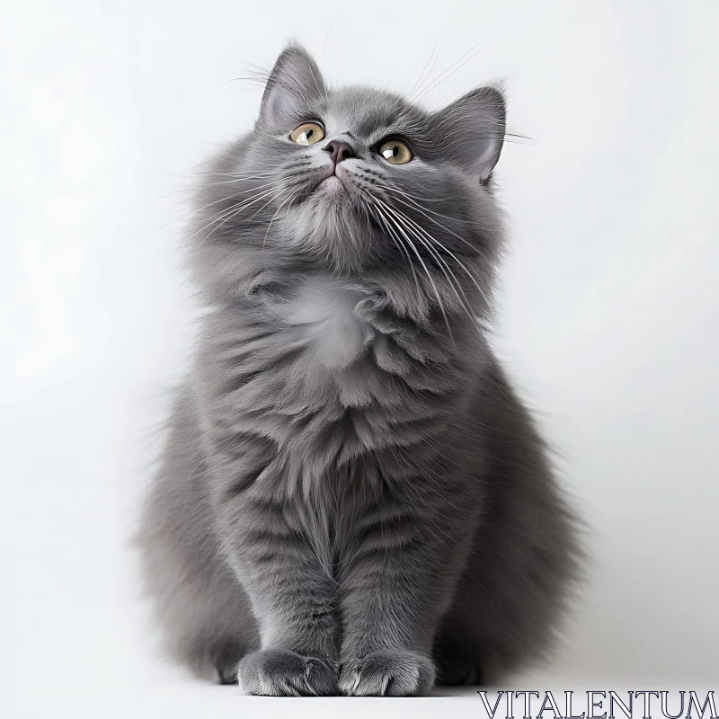 Long-Haired Grey Cat AI Image