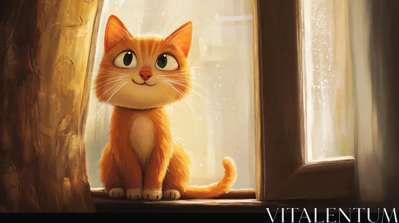 Adorable Cat in Morning Light AI Image