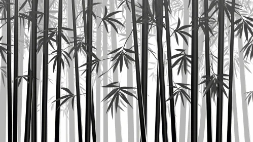 Black and White Bamboo Forest Vector Illustration