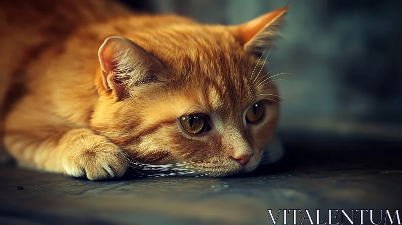 AI ART Serene Ginger Cat Lying on the Floor