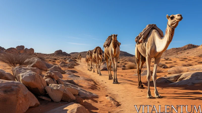 Camels on a Desert Path in Oman - A Captivating Journey AI Image