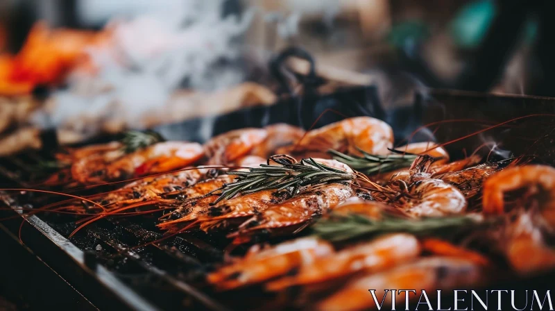 Delicious Grilled Freshwater Shrimp with Rosemary AI Image