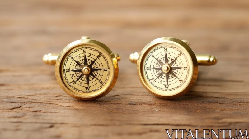 Gold Compass Cufflinks - Stylish and Elegant Design AI Image