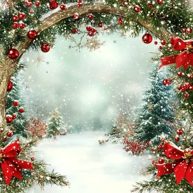 Magical Snowy Scene with Christmas Decor