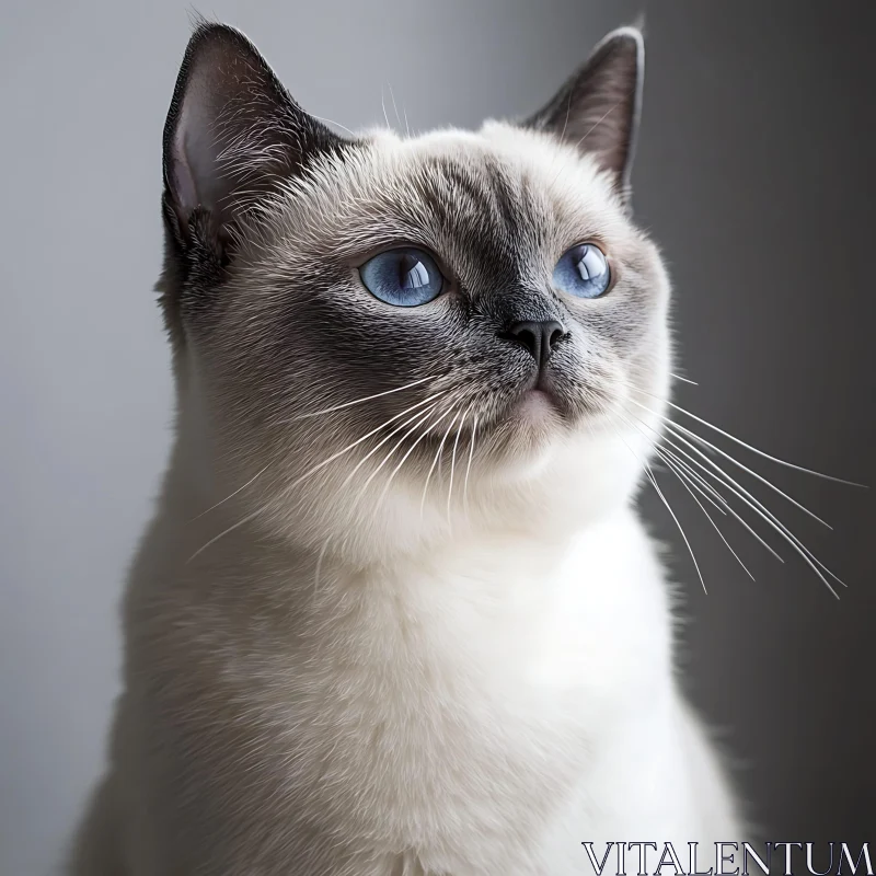 Close-up of a Cat with Blue Eyes AI Image