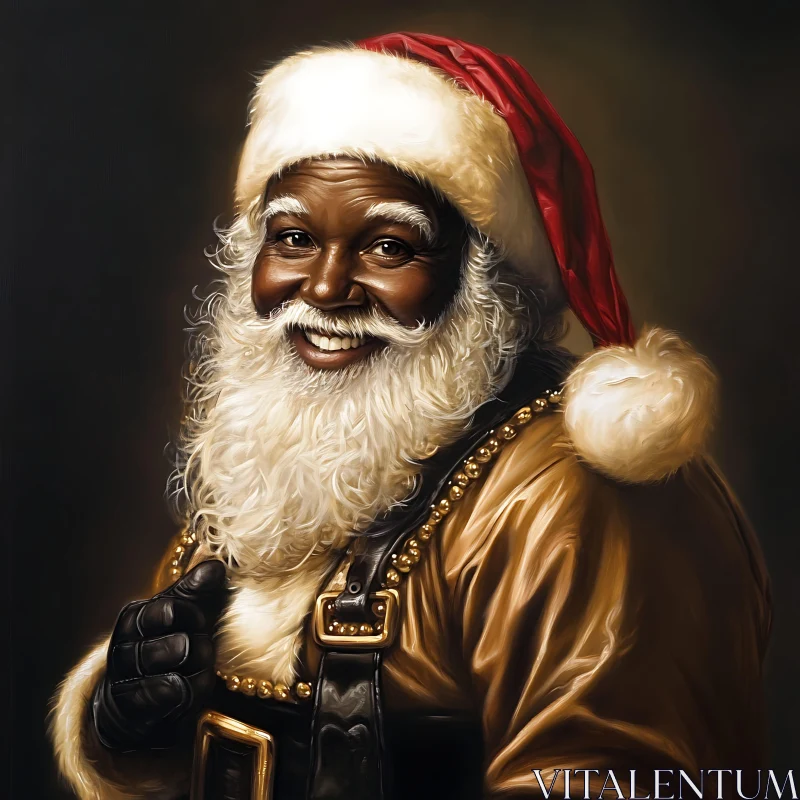 Santa Claus Portrait with Joyful Expression AI Image