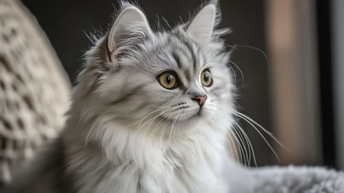 Graceful Fluffy Cat with Green Eyes