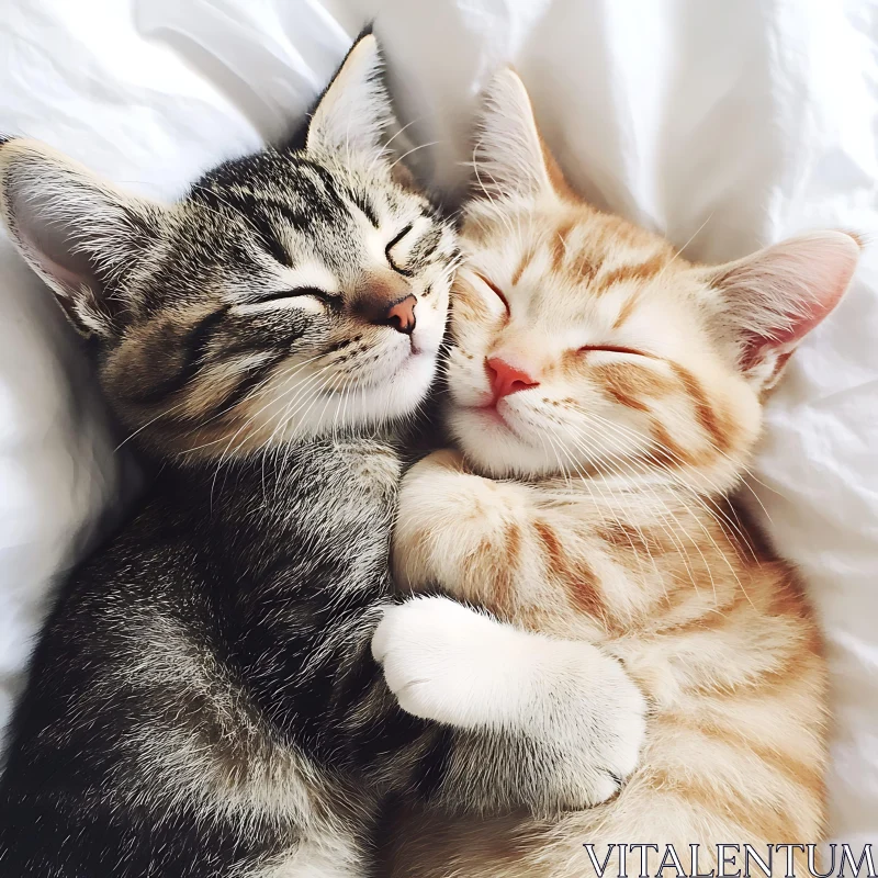 Cute Sleeping Kittens Embracing AI Image