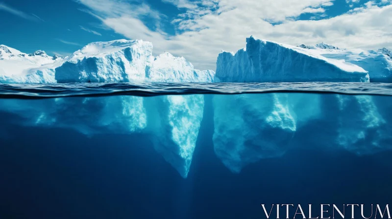 AI ART Arctic Iceberg and Underwater Reflection