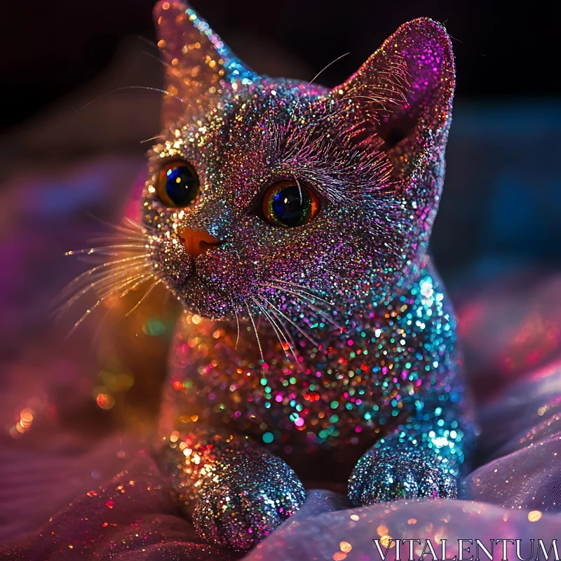 Sparkly Glitter Cat AI Image